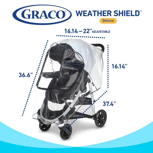 Graco Universal Deluxe Weather Shield with Zippered Window, Baby Rain Cover, Universal Size for Most Strollers,