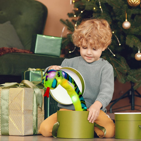 Houwsbaby 40'' Green Realistic Light Up Snake Stuffed Animal, Glowing Plush Toy for Practical Jokes, Kids Christmas Gift