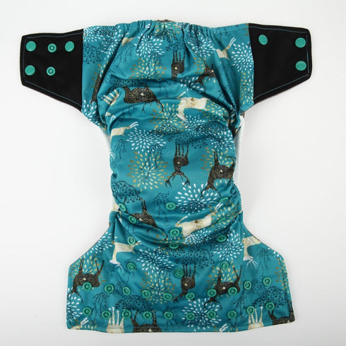 Sigzagor 3 Pack) AIll in One Cloth Diapers Nappies for Night AIO Sewn in Insert Reusable Washable (Deer