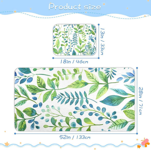 SyXIOP 28" 52" Blue-Green Leaves Cooling Baby Waterproof Crib Mattress Cover x Breathable Pads for Bed for Kids, Adult