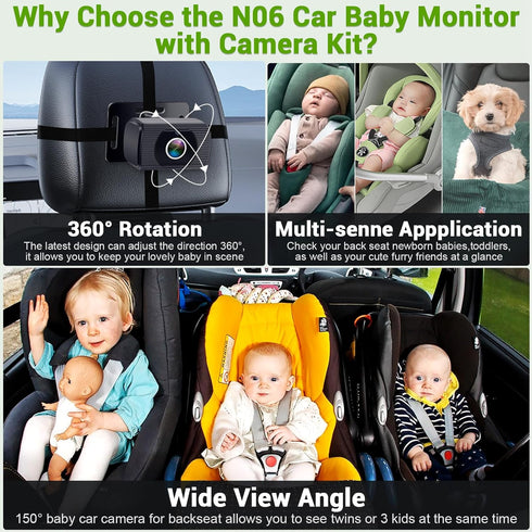 Rohent Car Camera for Baby USB: Plug and Play Easy to Install Crystal Night Vision Wide View Angle for Newborn Infant
