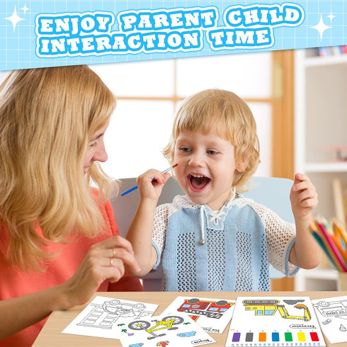 SOCOLER 1-3, 4-8 Paint with Water Coloring Books for Toddlers, Traffic Theme Mess Free Watercolor Painting Papers