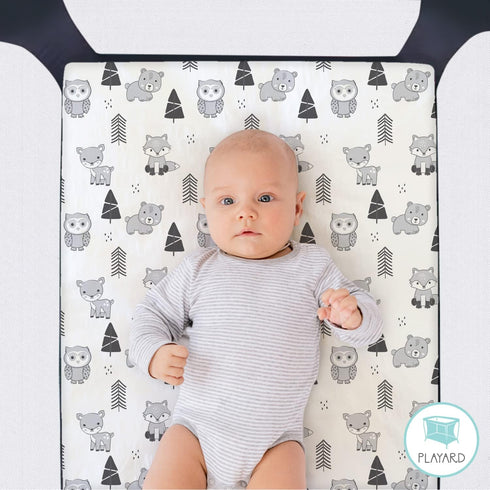 The Peanutshell Mini Crib Sheet Set - 3 Pack - Multiuse for Pack n Play, Playard, Playpen, Mini Crib - Woodland Animals by The Peanutshell