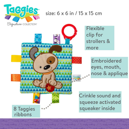 Taggies Crinkle Me Baby Toy, Brother Puppy, 6.5x6.5 Inch, Pack of 1