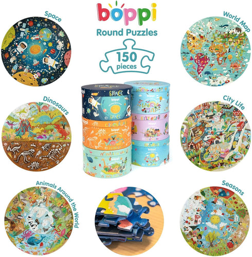 Animals Around The World Round Jigsaw Puzzle, 150 Pieces for Children Ages 5-8, 100% Recycled Card
