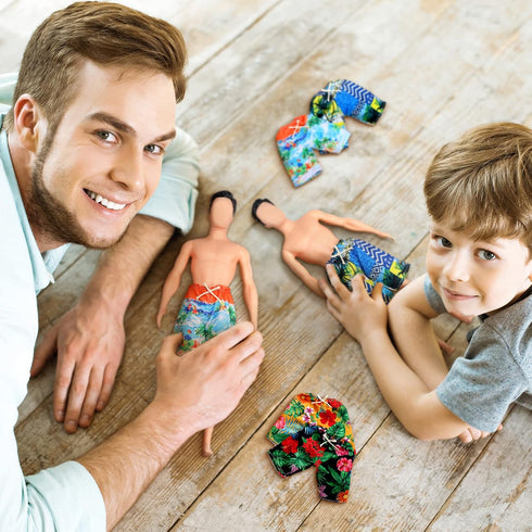 Bencailor 6 Pcs Doll Clothes Boy Doll Beach Shorts Tropical Print Swimsuit Accessories for Boy Dolls