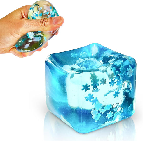 TwCare Stress Balls Ice Cube with Snowflakes Inside for Your Best Mellow and Chill, Snow Pieces Silent Nice Square