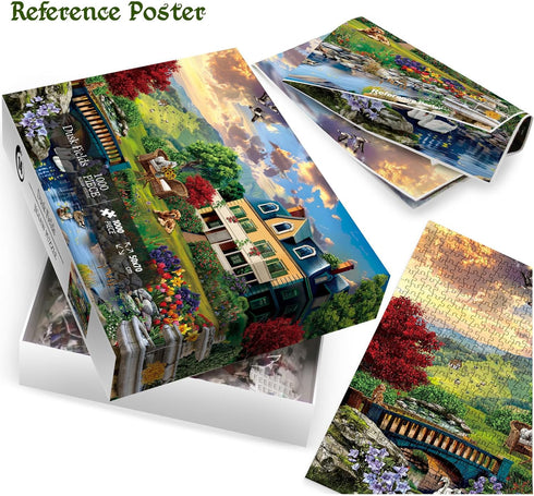 Country House Holiday 1000 Piece Puzzles for Adults, Colorful Nature Landscape Jigsaw