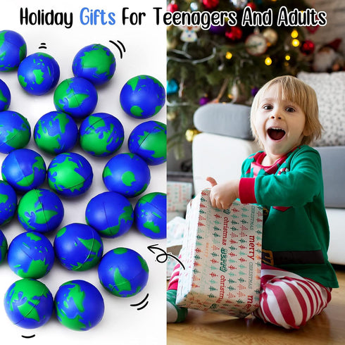 48 Pcs 2.5'' World Stress Balls Bulk - Earth Stress Relief Toys, Mini Globe Squeeze Balls for Birthday Party Favors