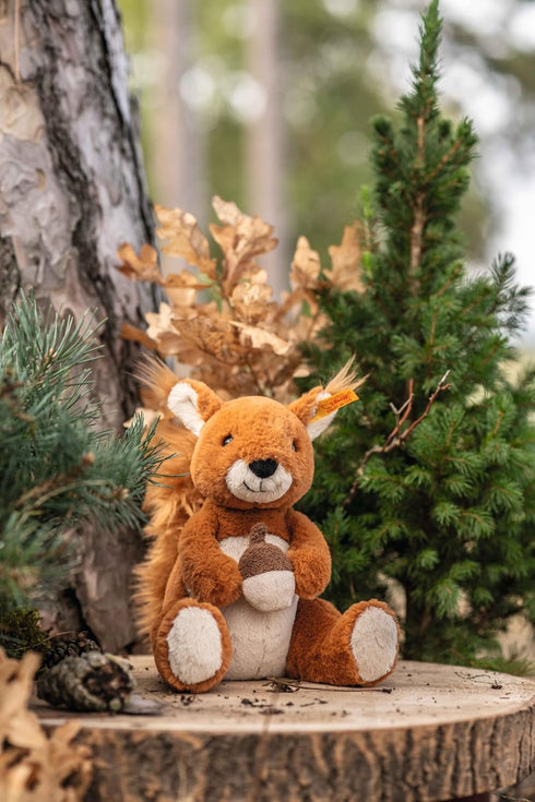 Steiff Phil Plush Squirrel, Premium Stuffed Animal for Kids, Brown, 8"