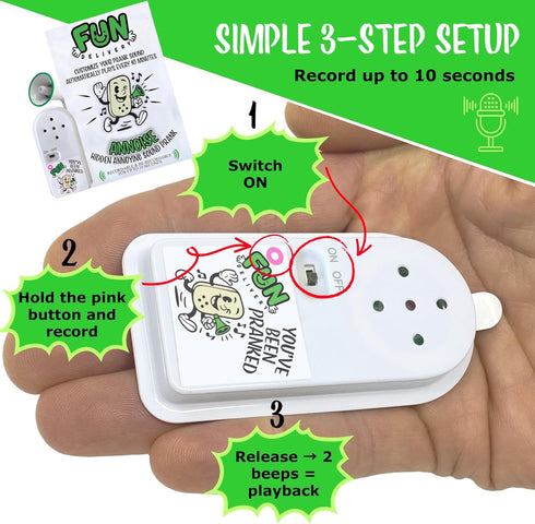 FUN delivery Annoying Custom Sound Prank Device Recordable Hidden Noise Maker for Stealth Pranks Office, Friends