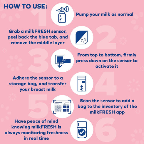 Talbot's 20 Count Dr. Mom MilkFresh Breastmilk Freshness Sensors - Pairs with App to Monitor Time and Temperature