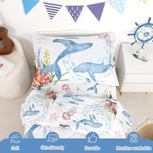4 Set, Sets Set Piece Toddler Bedding Ultra Soft and Breathable Toddler Comforter for Boys & Girls, Crib Bedding