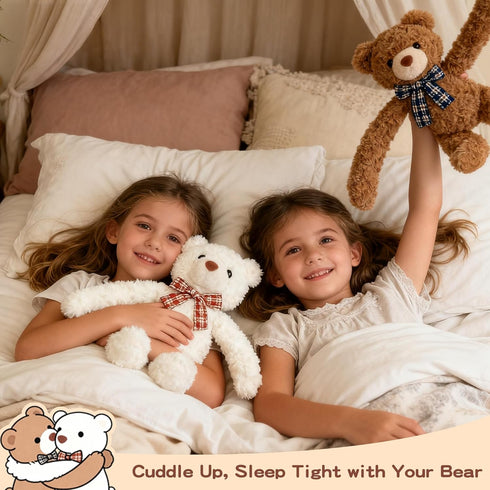 Hugging Teddy Bears, Two Hugging Teddy Bears Stuffed Animals for Couple Girlfriend Girls Kids with Paw Hook and Loop