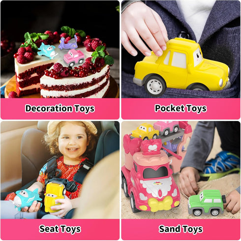 1 2 3 7-in-1 1-2 2-3, 1 2 3+ newcrave Truck Toys for Year Old Girl, Carrier Cars Toys for Toddler Girls Age Princess