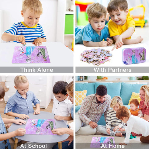 LELEMON 60 Piece Pretty Girl Puzzles for Kids Ages 4-8, Snowman Jigsaw Puzzles for Ages 3-5, Educational Learning Toys