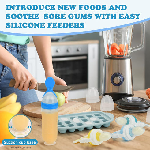 Baby Breastmilk Popsicle Molds & Baby Fruit Feeder-WAJIAYON Silicone Food Freezer Tray Storage Containers,Infant Food