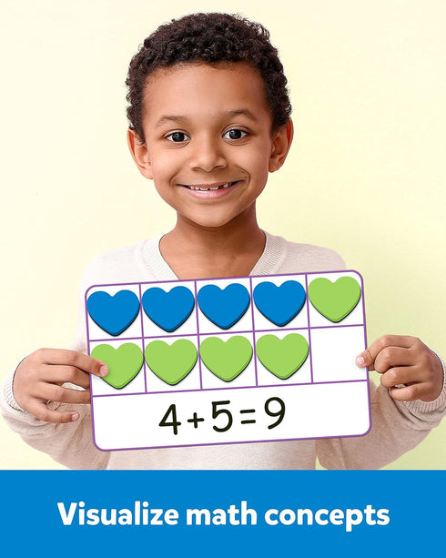 Coogam Magnetic Ten Frame Set - Math Manipulative Games for Kids with 6 Ten Frames, 60 Magnetic Counters, Montessori Toy