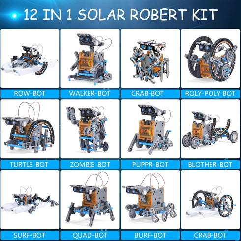 AESGOGO 12-in-1 Creation Solar Robot Kit, STEM Projects Science Experiments Toys for Kids Ages 8-12, Educational DIY