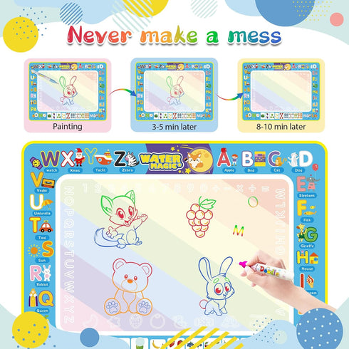 BlissfulBlend 3 4 5 6 7 8 Water Doodle Mat Kids Mess Free Coloring Doodle Mat Educational Toys for Years Old with Magic