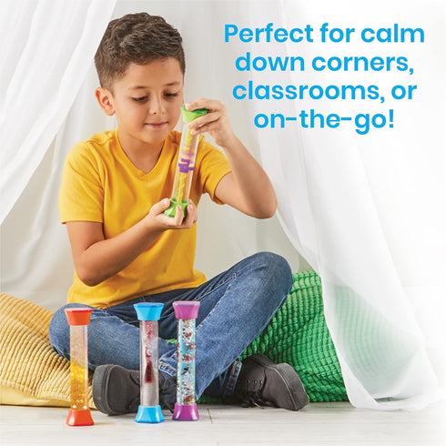hand2mind Sensory Fidget Tubes, Calming Toys for Kids, Occupational Therapy Stress Relief Toy Set of 4