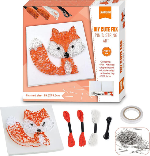 Boqin DIY String Art Kit, Cute Fox Craft Kit with Patterns and Supplies, Unique Gift for Home Wall Decorations for Girls