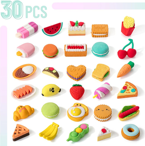 Mr. Pen Food Erasers, 30Pcs Take Apart Fun Erasers for Kids, Mini Puzzle Erasers for Kids, Easter Egg Fillers