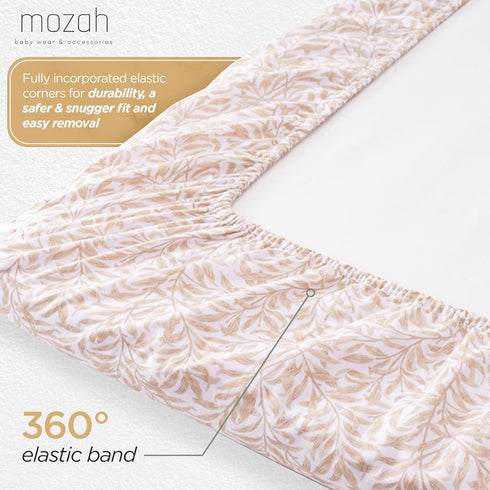 MOZAH 2 Pack, Organic Muslin Crib Sheets, Soft and Breathable Bedding for Baby Girls or Boys, Snug Fitted Sheet