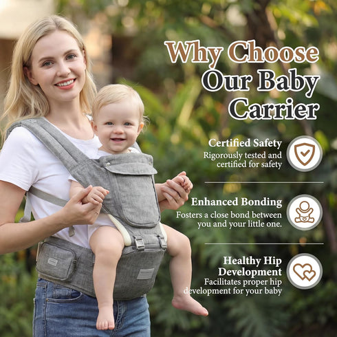 6-in-1 7-41 lbs, Baby Carrier, Newborn to Toddler, Carrier with Hip Seat Lumbar Support Adjustable Baby Holder Carrier