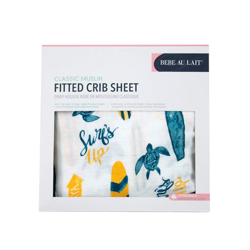 Surf-Themed Muslin Crib Sheet by Bebe au Lait