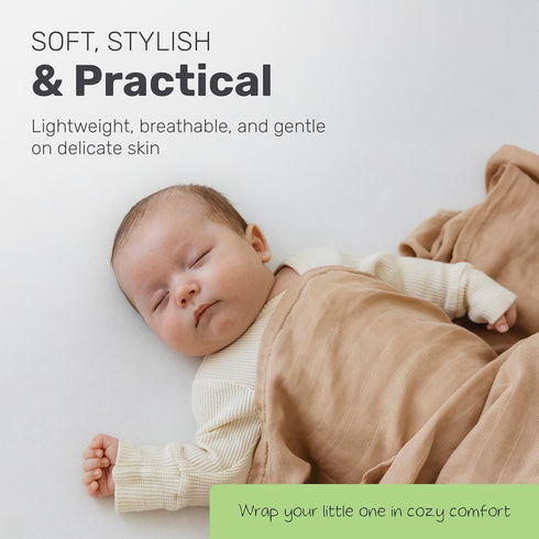 Set, 4 Pack Muslin Baby Swaddle Blankets, Soft Bamboo Cotton Blend, Lightweight Breathable Multi-Use Swaddle, Nursing