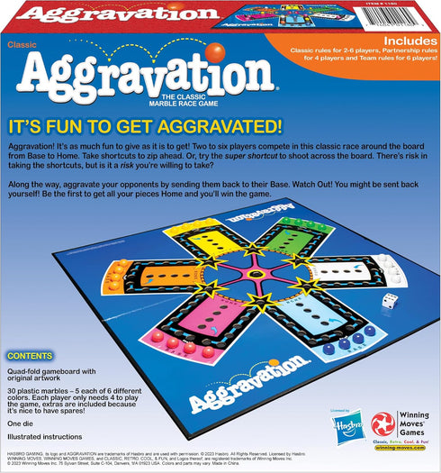 Aggravation with Retro Artwork by Winning Moves USA - Classic Marble Race Game for 2 to 6 Players
