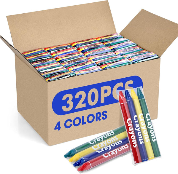 FUMILE 320 Count Crayons (80 Sets of 4 Colors), Non-Toxic Crayon Bulk