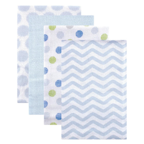 Luvable Friends Unisex Baby Cotton Flannel Receiving Blankets, Blue Dots 4-Pack, One