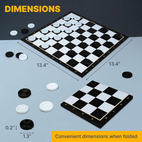 30 Checkers Board Game with Checkers Pieces - Classic Board Game for Kids and Adults