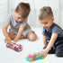 ArtCreativity Light Up Transparent Toy Cars - Set of 2 Bump and Go Toy Cars with Colorful Moving Gears and Music