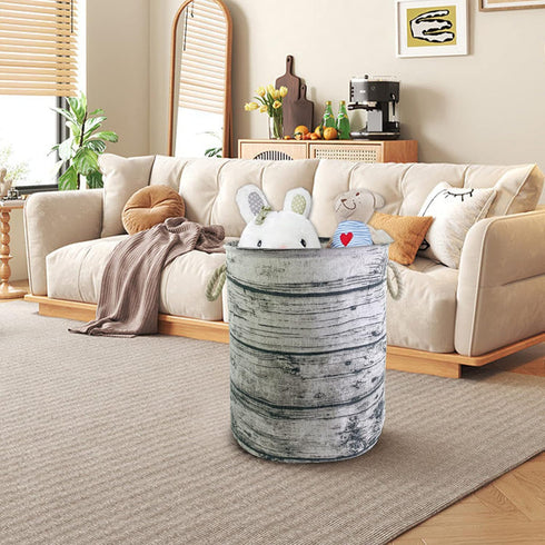 Mziart Large Unique Tree Stump Laundry Basket Bag, Collapsible Waterproof Hamper with Rope Handles, Stylish Storage Bin