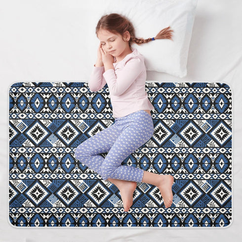 siphylline 52" 34" Ethnic Style Geometric Pattern Blue Extra Large Resuable Baby Bed Pad Water Resistant Baby Diaper