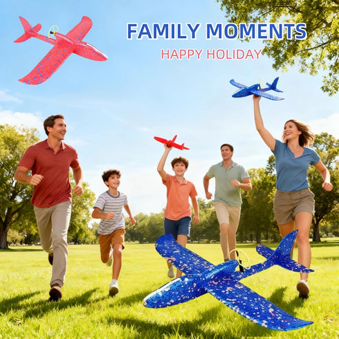 HSRBO 2 Pack Electric Foam Airplane Toy,Throwing Whirly Gliders Plaything Aeroplane with USB Charging and LED Glowing