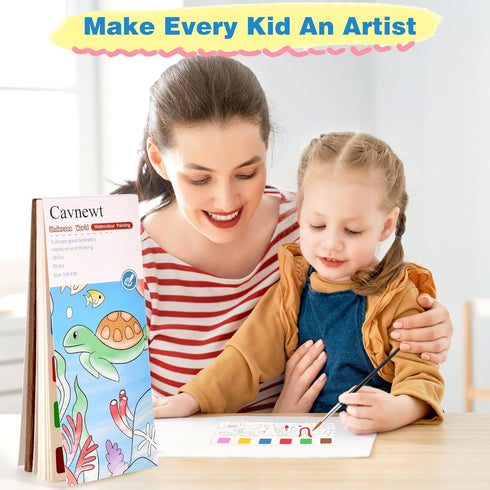 Cavnewt 4Pack Set Set Mini Paint Pads, Watercolor Paint Pad, Pocket Watercolor Painting Book, Mess Free Water Color