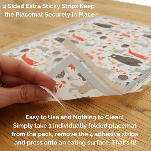 Suessie Disposable Placemats for Baby, 60 Count, Forest Animals