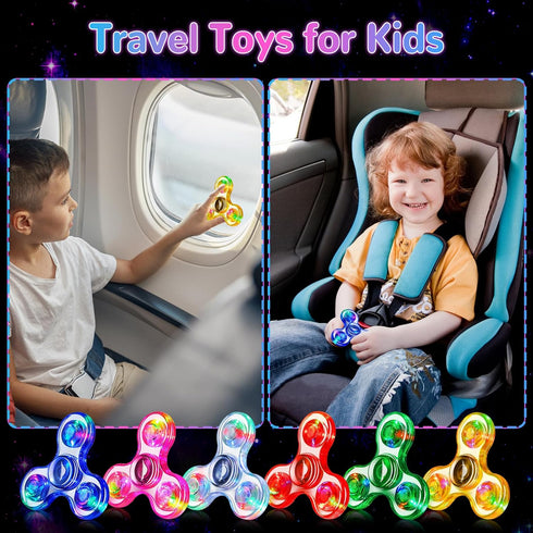Gigilli Fidget Spinners for Kids, 2 Pack Light Up Sensory Toys for 4-12 Years, Glow in The Dark ADHD Autism Toys