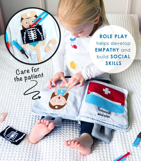 Curious Columbus Quiet Book, Fabric Busy Book for Toddlers 3-5, Montessori Travel Activity for Kids