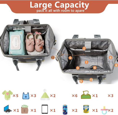 BHAFEM Backpack, Backpack Baby Diaper Bag Baby Bag with Laptop Compartment, Vegan Leather, Large Capacity, Waterproof