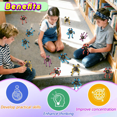 YAIUERL 24 Pcs Funny Sensory Fidget Toys,Deformable Chain DIY Robot Spinners Fingertip Stress Relief Gyro Toy Birthday