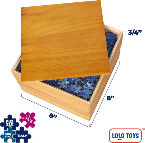LOLO TOYS 8 8 Inch, 1500 Premium Wooden Puzzle Trays Stackable x Sort up to Pieces Durable Sorting Tray Organizer