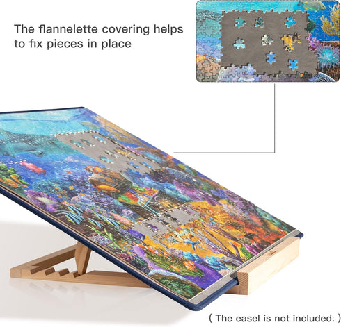 1000 Becko US Jigsaw Puzzle Board Portable Puzzle Mat for Puzzles Storage Saver, Non-Slip Surface, Up to Pieces (Gray)