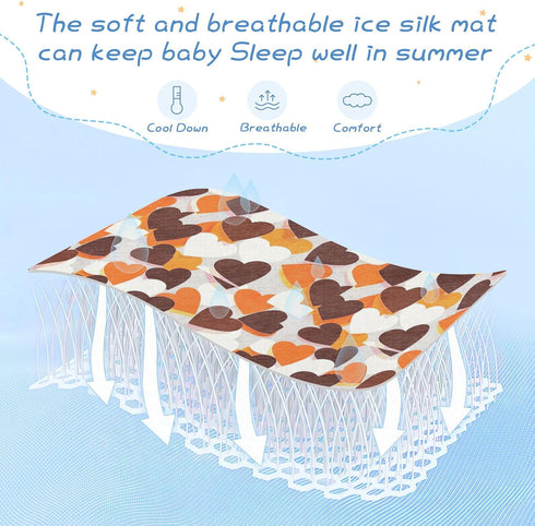 miaozhen 28" 52" Cooling Baby Mattress x Breathable Colorful Gradient Heart Khaki White Crib Padding for Kids, Adult