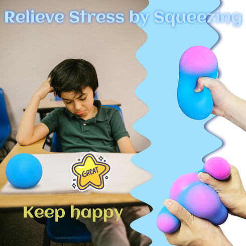 JIAHO 4-inch Giant Squishy Stress Balls for Kids and Adults, Jumbo Squeeze Balls, Stretchy Dough Stress Ball Squishy
