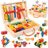 WOOOMAM Kids Tool Set, 90 PCS Wooden Toddler Tool Set with Box
